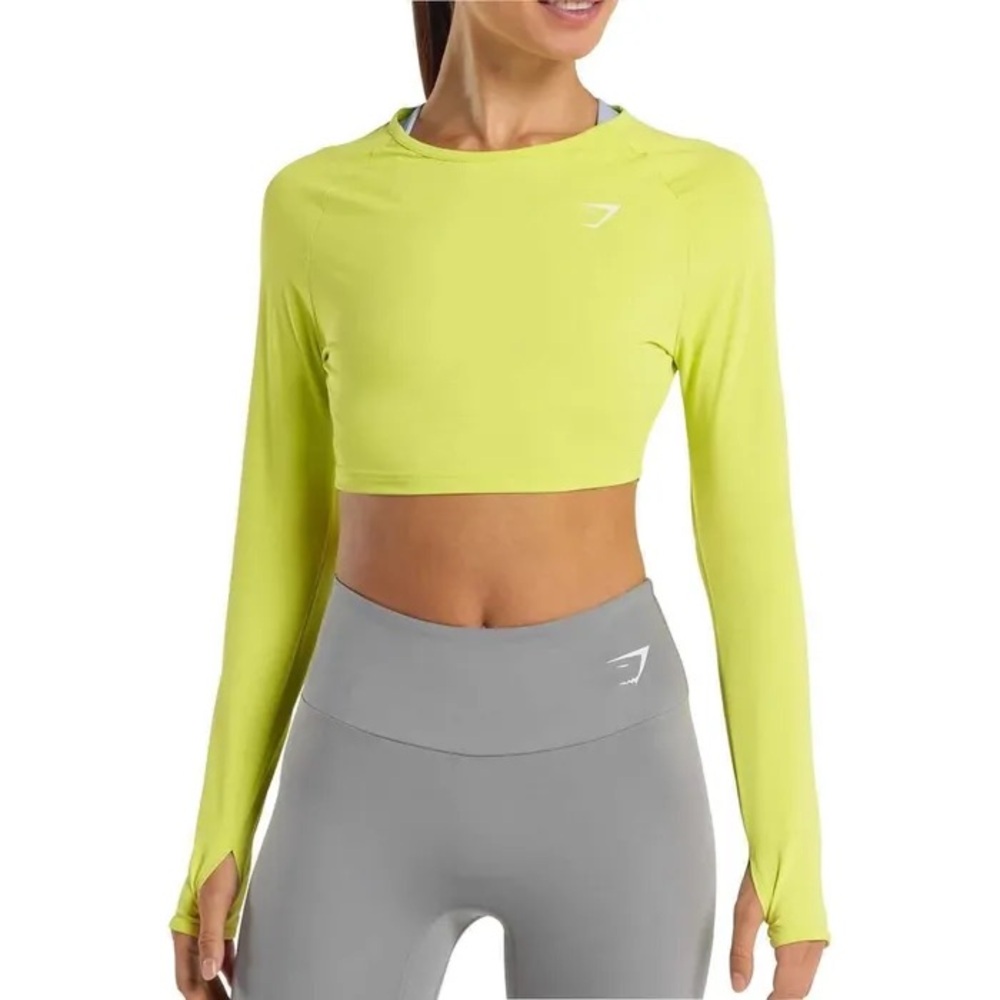 Gymshark Yellow Long Sleeve Fitted Crop Top